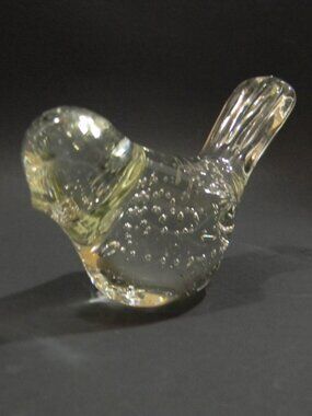 Vintage Glass Bird Paperweight Controlled Bubbles